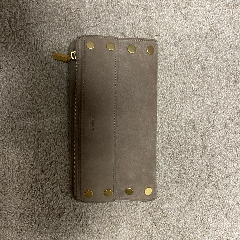 Hammitt Tan Clutch with Gold Accents